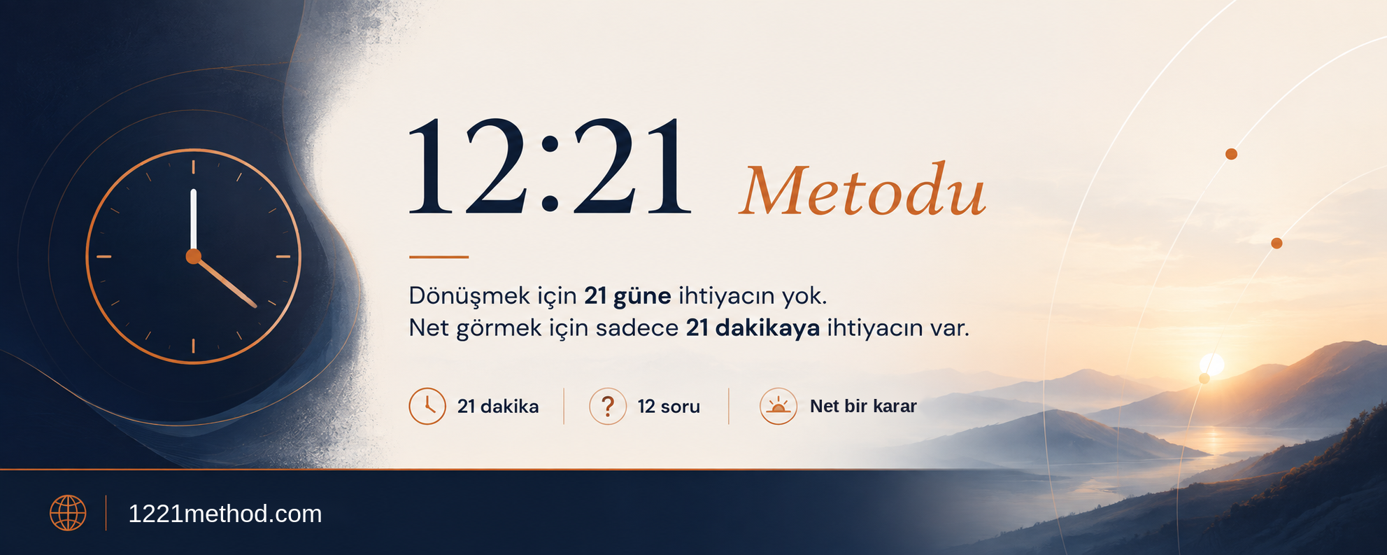 12:21 Metodu — Dönüşmek için 21 güne ihtiyacın yok. Net görmek için sadece 21 dakikaya ihtiyacın var.